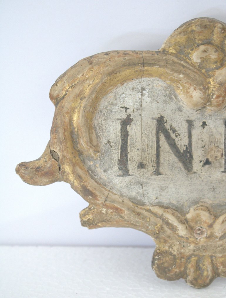 Inscription in papier-mâché of a crucifix - Sign - Paper, Cartapesta #1.0