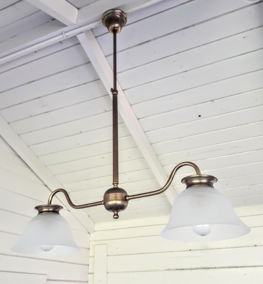 Hanging lamp - EF Frantzen - height adjustable - brass, glass #4.3