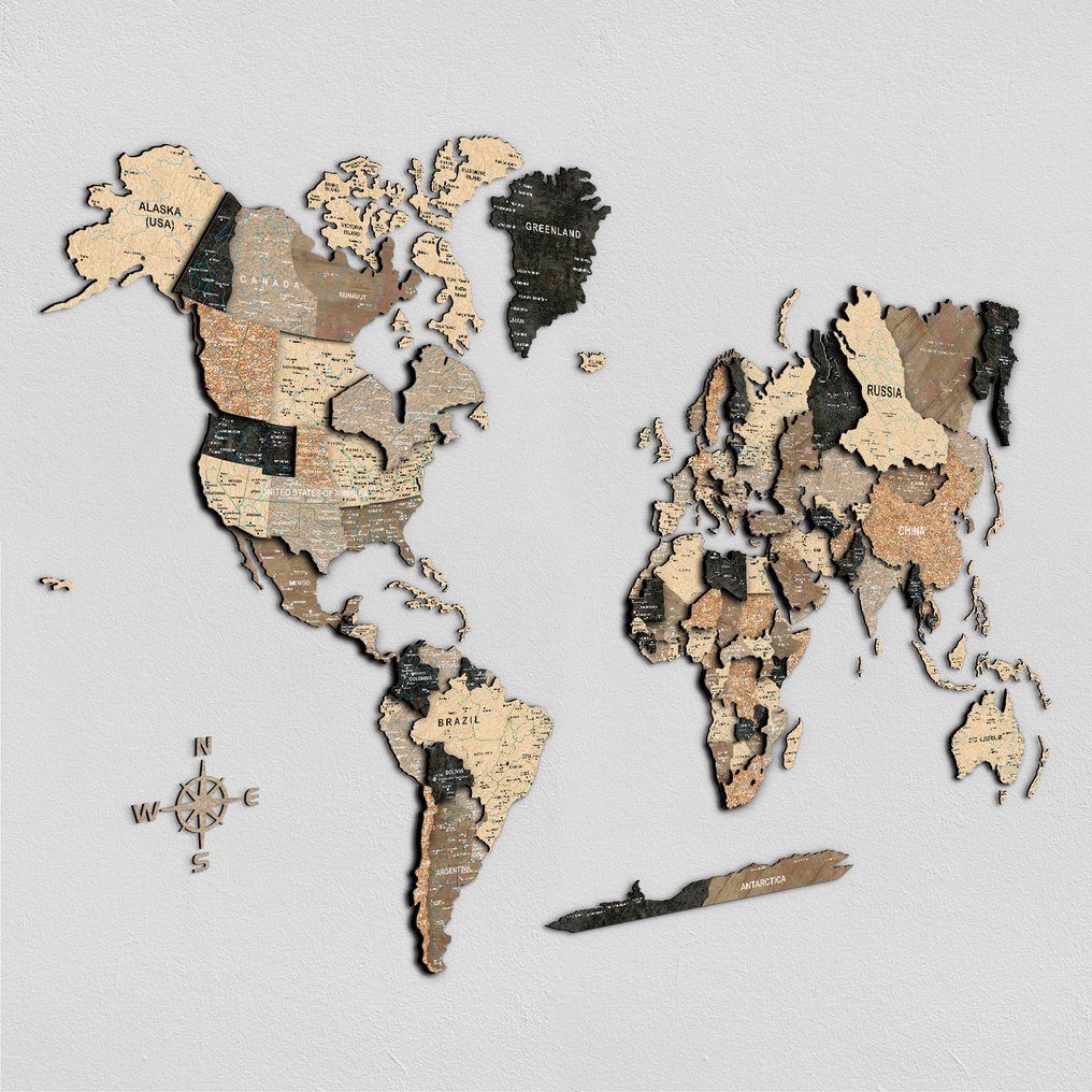 Διακόσμηση τοίχου - Giallobus - Raw overlay - Ιταλία - Premium 3D χάρτης σε ξύλο. #1.0