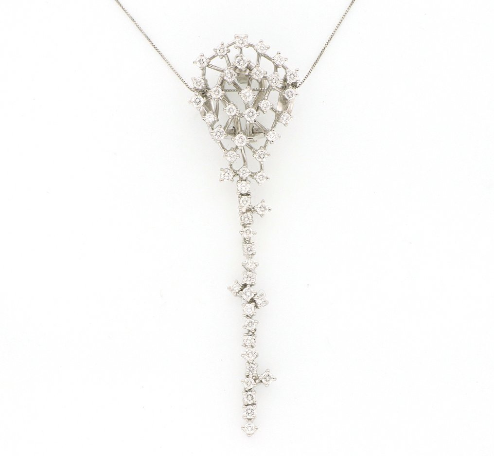 Nincs minimálár - Nyaklánc medállal - 18 kt. Fehér arany - 1.92ct. tw. Gyémánt (Természetes) #1.0