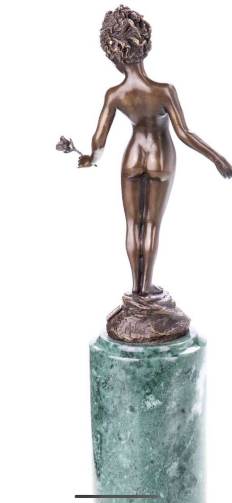 Φιγούρα - Bronzefigur Nacktes Mädchen mit Rose 32CM - Μπρούντζος, Μάρμαρο #4.3