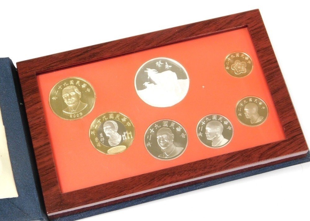 Λαϊκή Δημοκρατία της Κίνας, Ταϊβάν. New Dollar Set 2003 Proof including Silver Medal "Year of the Sheep" (χωρίς τιμή ασφαλείας) #1.0