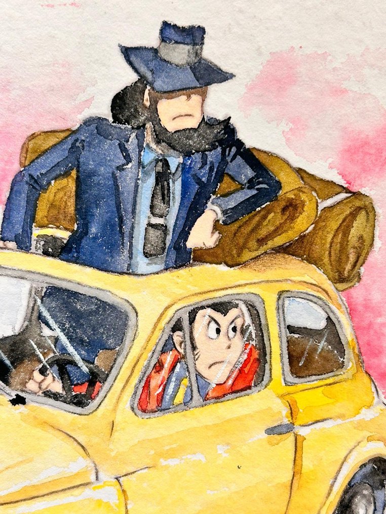 Davide Zanella e Saras - 1 Original colour drawing - Lupin Terzo - Due Fuorilegge sulla 500 - Lupin e Jigen - 2025 #1.0