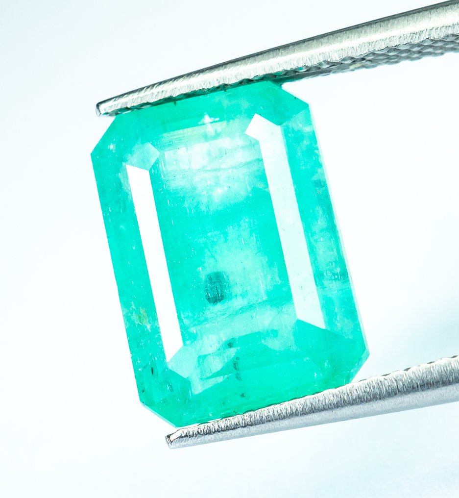 No reserve price Emerald  - 5.12 ct - Bellerophon Gemlab - Bluish Green (Nigeria) #2.1