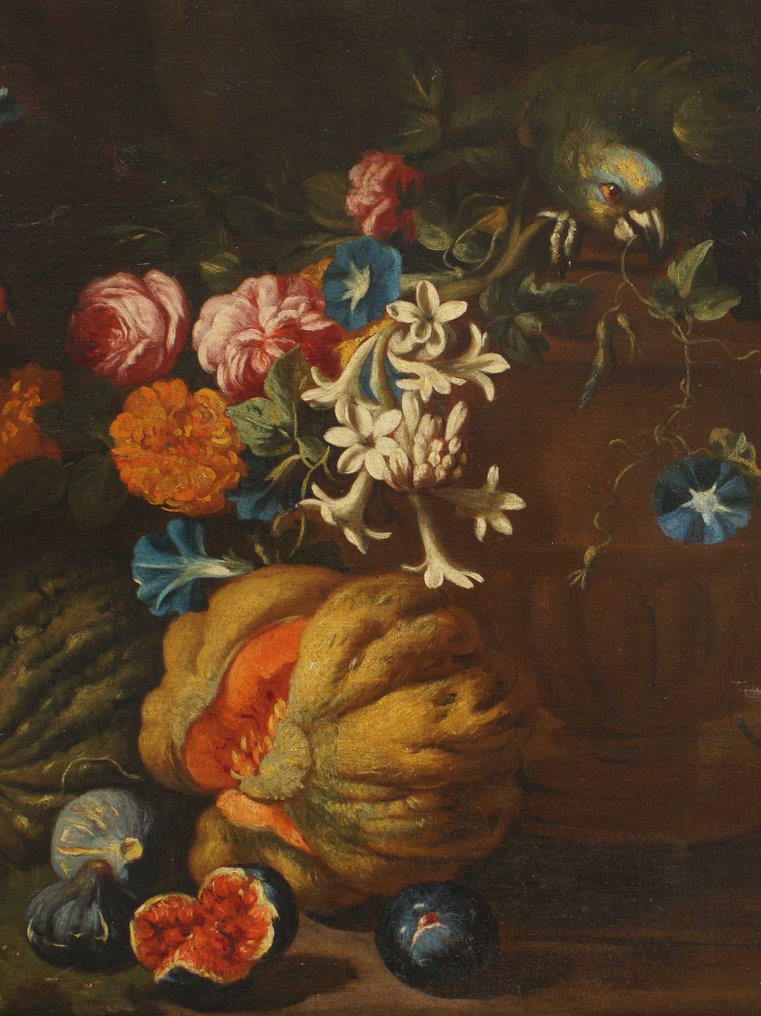 意大利学校 (XVII) - Vaso di fiori con Pappagallo #1.0