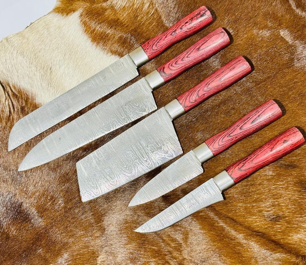 厨刀 - 厨房室内套装(048) - 美国异国木柄和折叠钢 - 英国 - 厨房刀具套装 #1.0