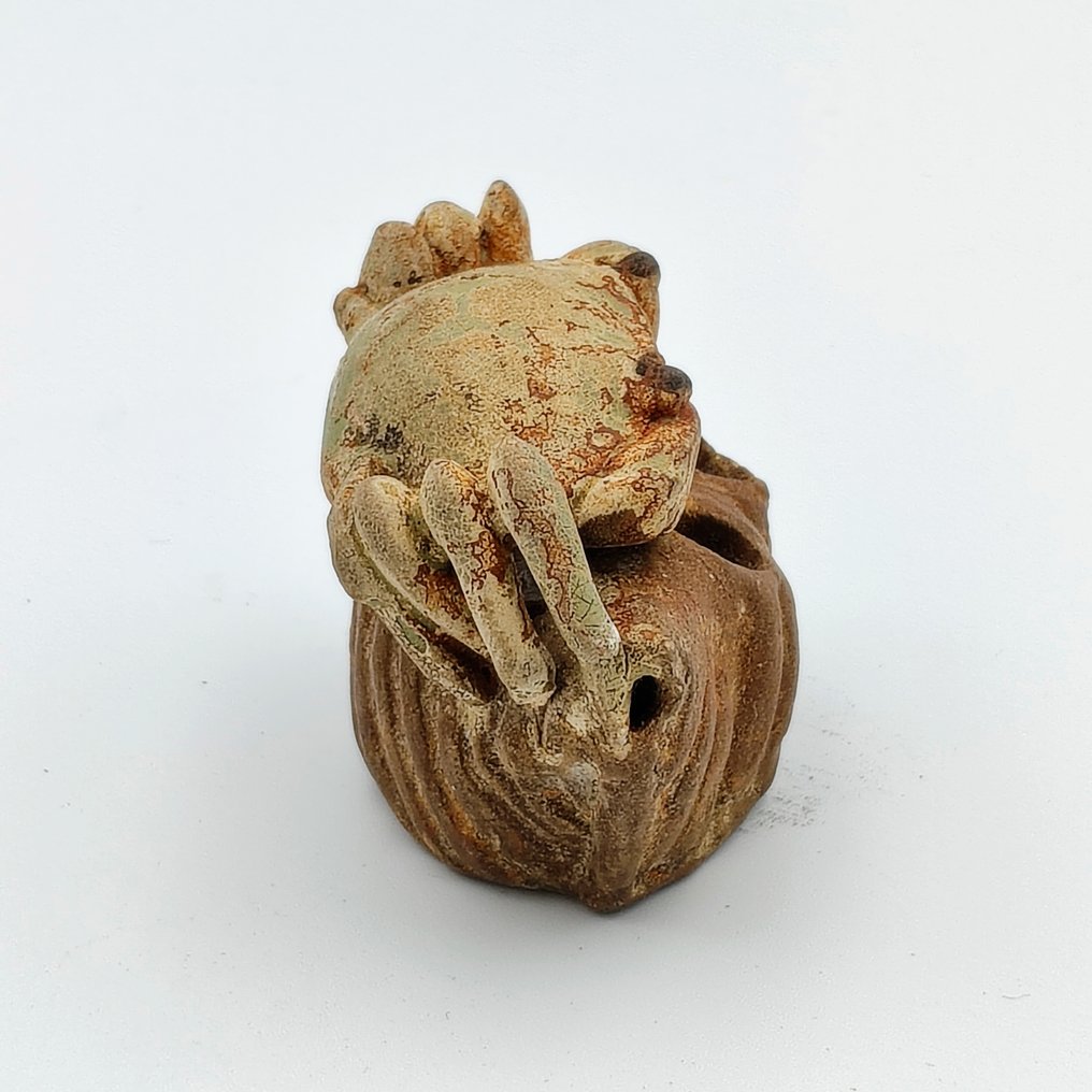 古代印度支那 釉面陶瓷 稀有釉面陶瓷蟹形香炉 - 50 mm #3.2