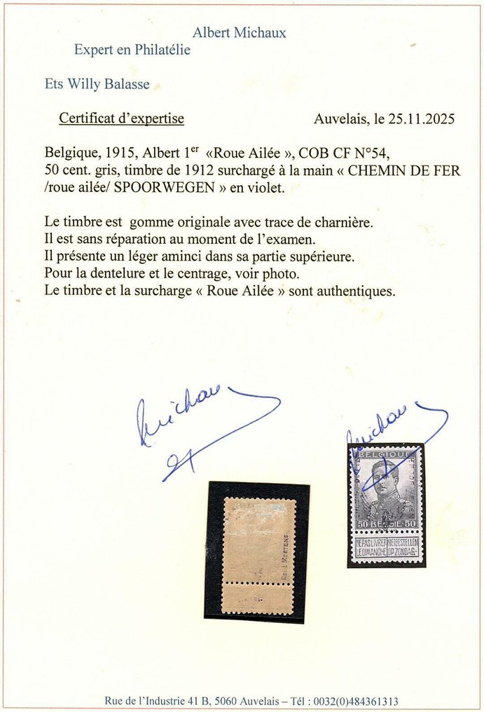 Belgium 1915/1915 - COB TR CF winged wheel no. 54 x - COB TR CF roue ailée n° 54 x #1.0