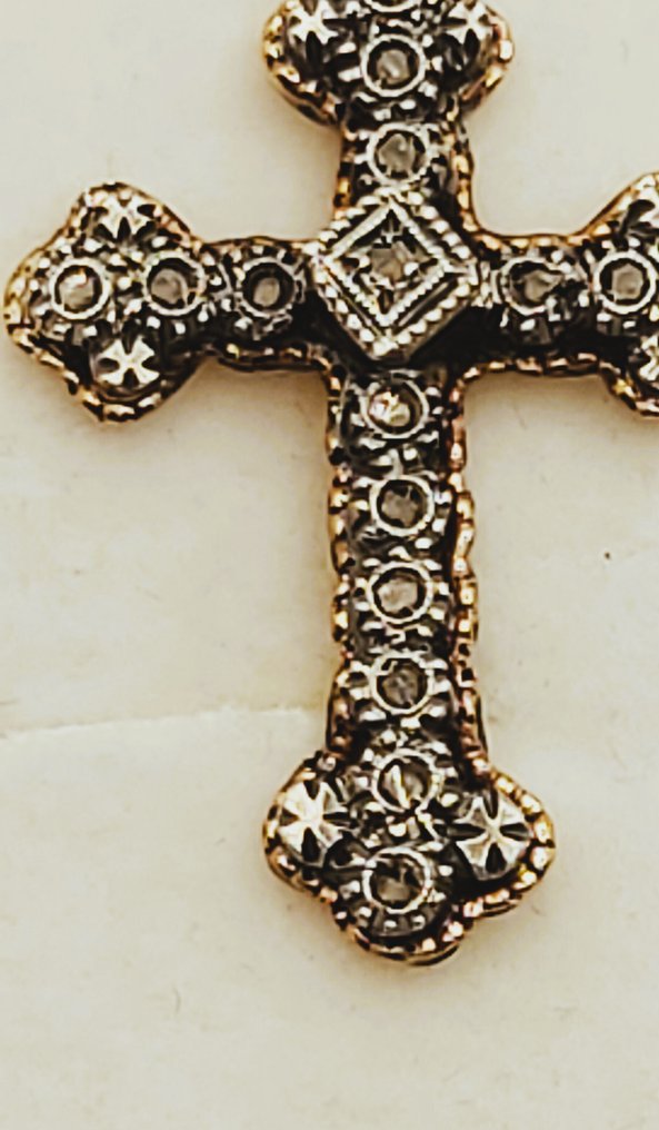 没有保留价 - 十字架吊坠 - 19.2克拉 黄金 - 钻石 #1.0