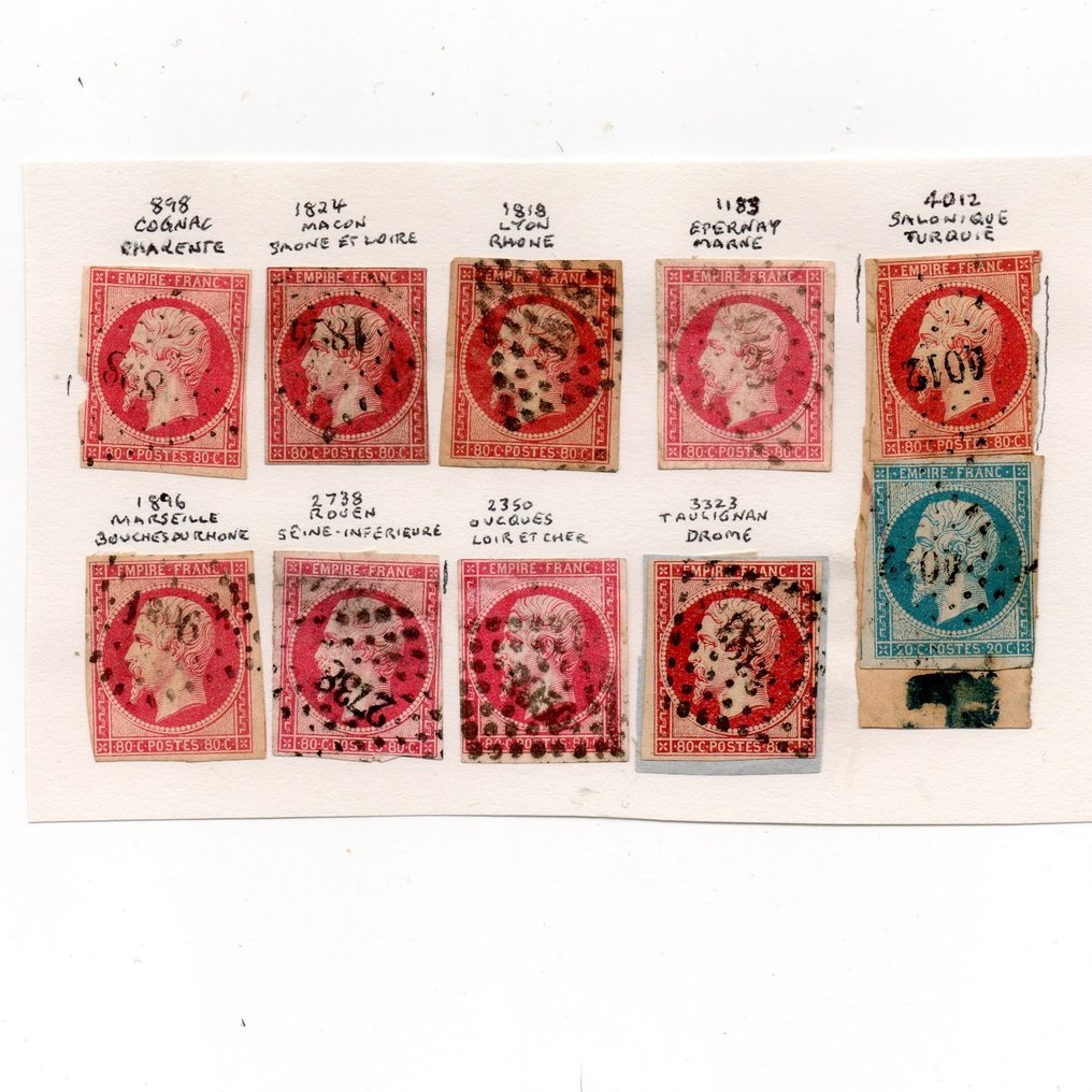 Γαλλία 1854/1859 - Empire 80c καρμίνι & τριαντάφυλλο - Yvert Nos 17A & 17B #1.0