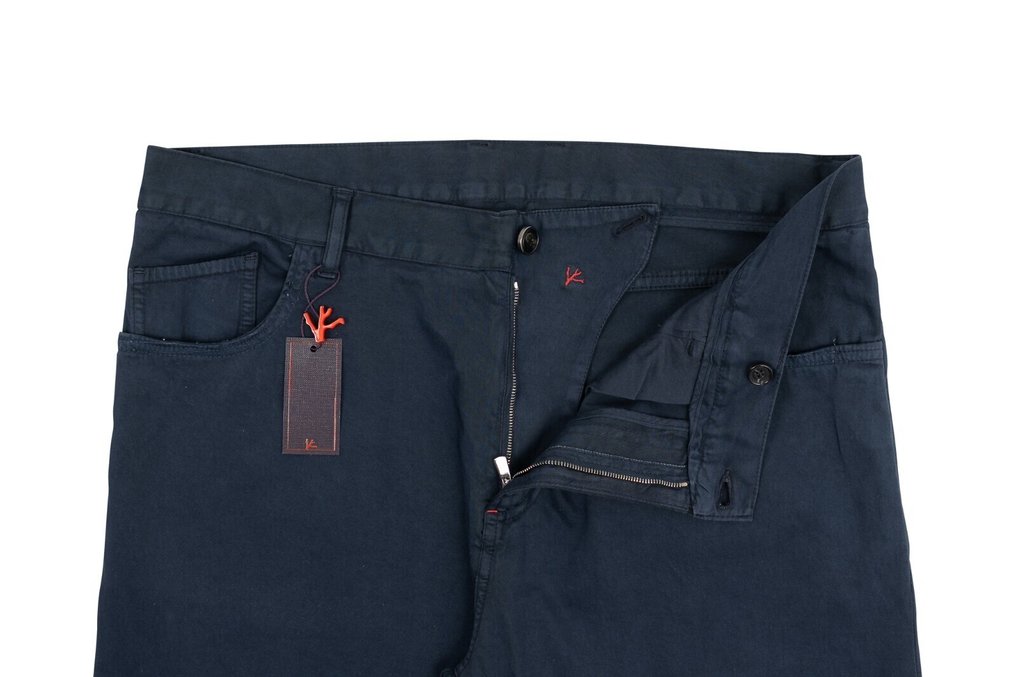 ISAIA NAPOLI 850€ "Comfort" Blue 5 Pockets Trousers Pant Soft Cotton / Cashmere - 54 IT - DUPLICATO - 褲子 - New with tags #2.1