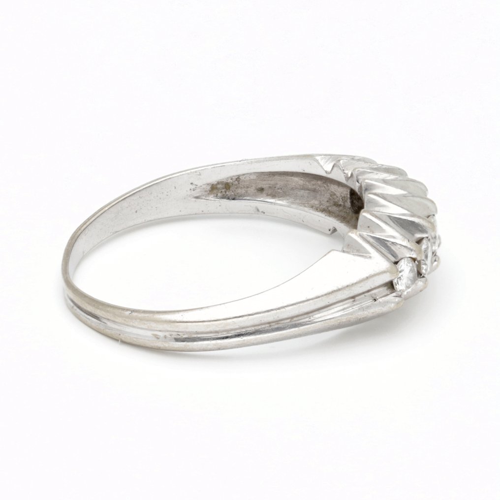 戒指 - 14K包金 白金 钻石 (天然) #4.3