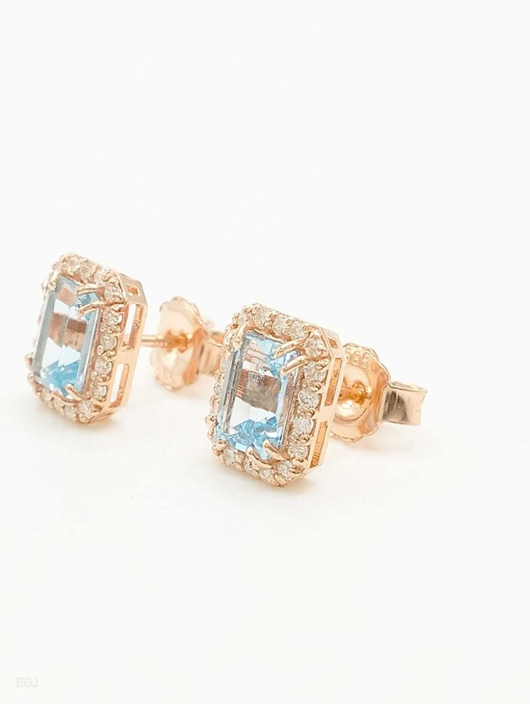 χωρίς τιμή ασφαλείας - Βραδινά σκουλαρίκια - 14 καράτια Ροζ χρυσό Ακουαμαρίνης - Διαμάντι - 585 #4.3