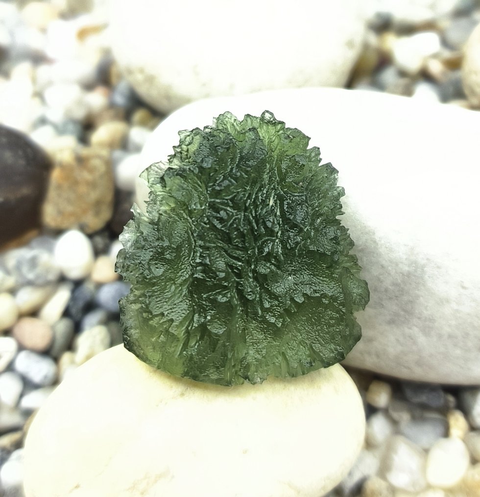 Moldavite - from Nesměň, South Bohemia - Height: 26 mm - Width: 23 mm - 7.2 g #2.1