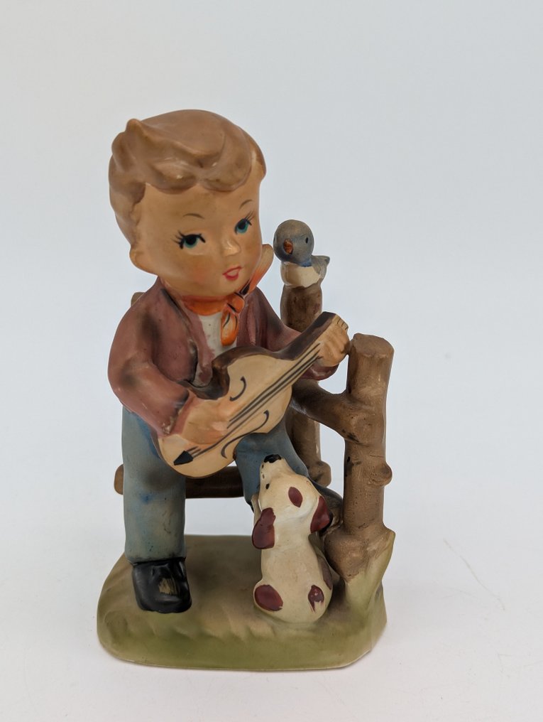 Φιγούρα - Porzellanfigur – Junge mit Gitarre, Hund & Vogel - Πορσελάνη #1.0