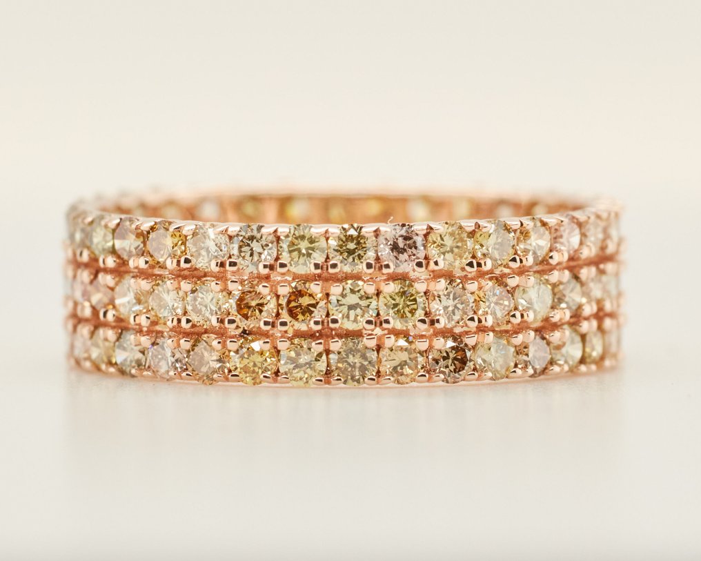 χωρίς τιμή ασφαλείας - Δαχτυλίδι - 14 καράτια Ροζ χρυσό -  2.00ct. tw. Διαμάντι (Φυσικού χρώματος) #1.0