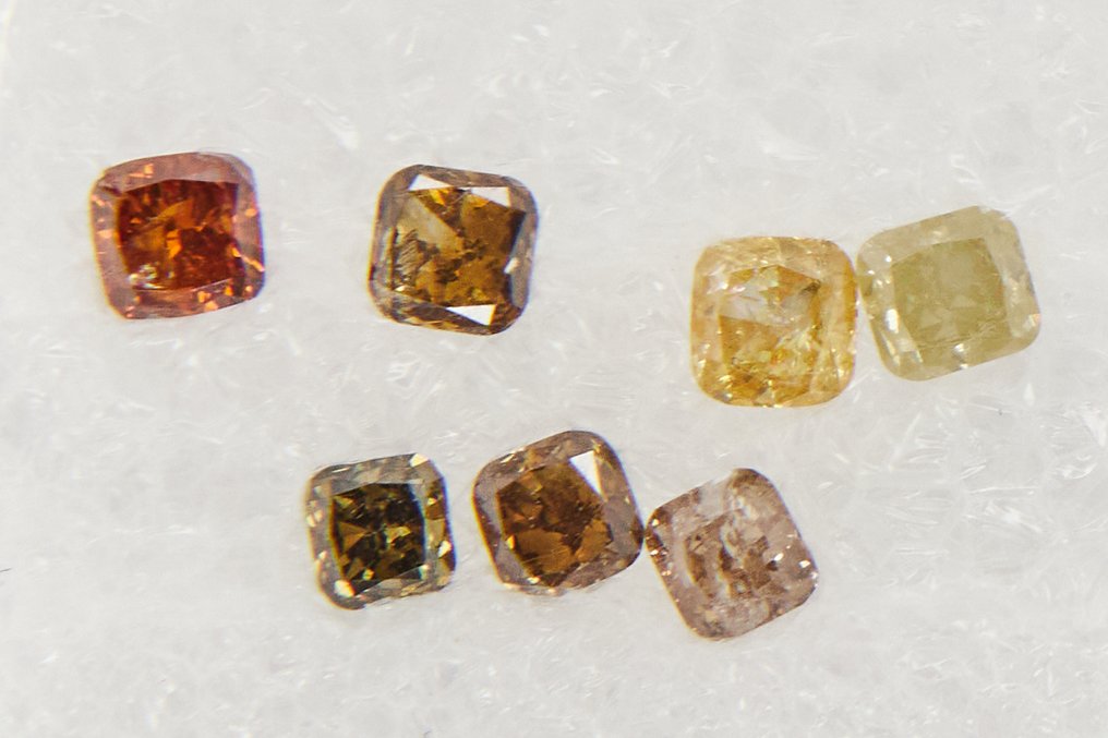 Nincs minimálár - 7 pcs Gyémánt  (Természetes)  - 0.99 ct - Párna - VS1, VS2, SI1, SI2, I1, I2, I3 - Gem Report Antwerpen (GRA) #1.0