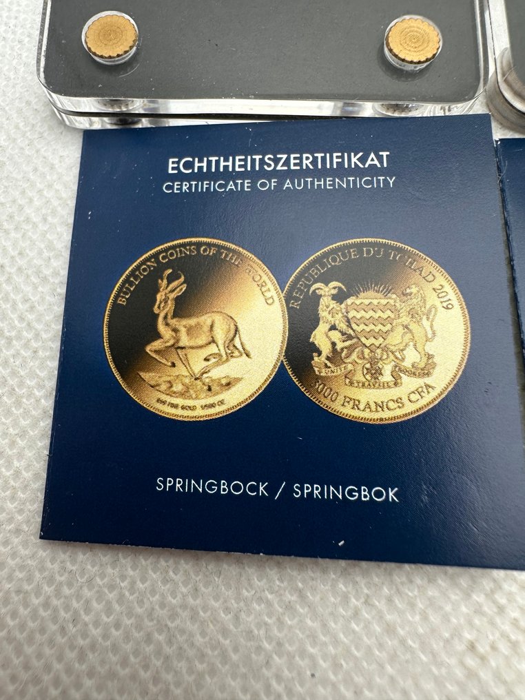 Chad. 3000 Francs ND 2x Springbock , 2x1/500 Oz, oro (.999)  (No reserve price) #1.0