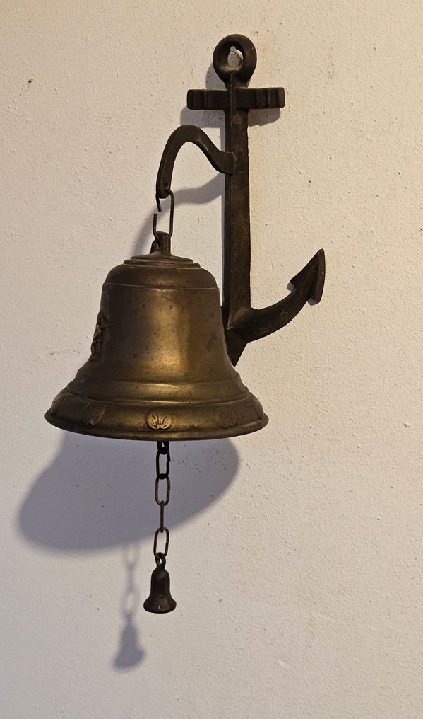 Κουδούνι πλοίου - κασσίτερος συγκολλητικό - Όμορφη ναυτική κουδούνα με άγκυρα. #4.3