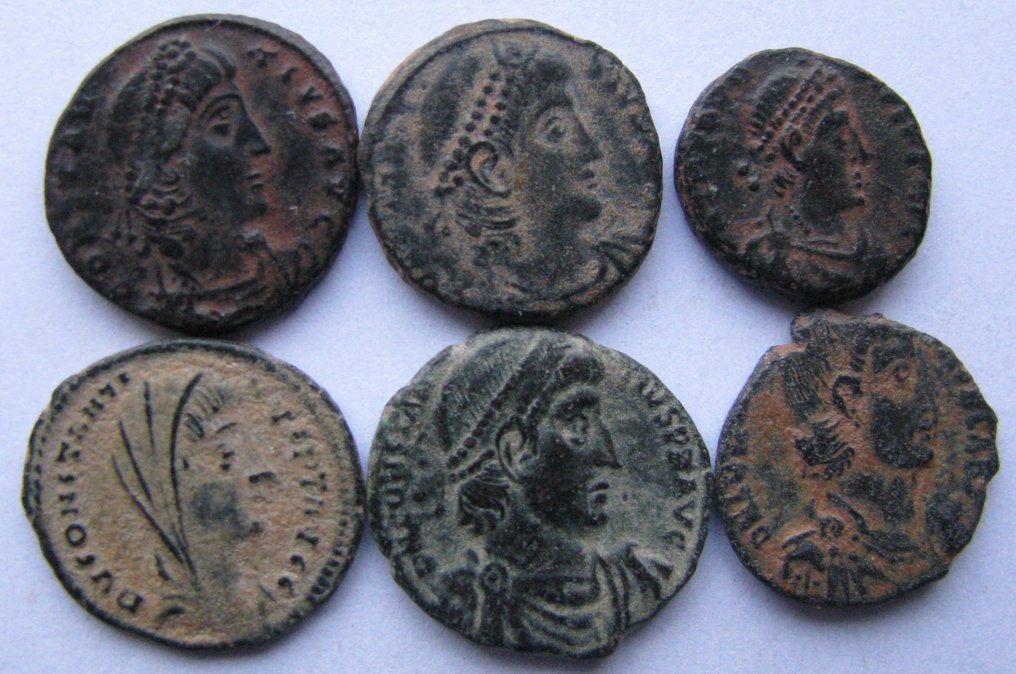 Római Birodalom Lot of 6 Æ coins 4th century AD (Nincs minimálár) #1.0