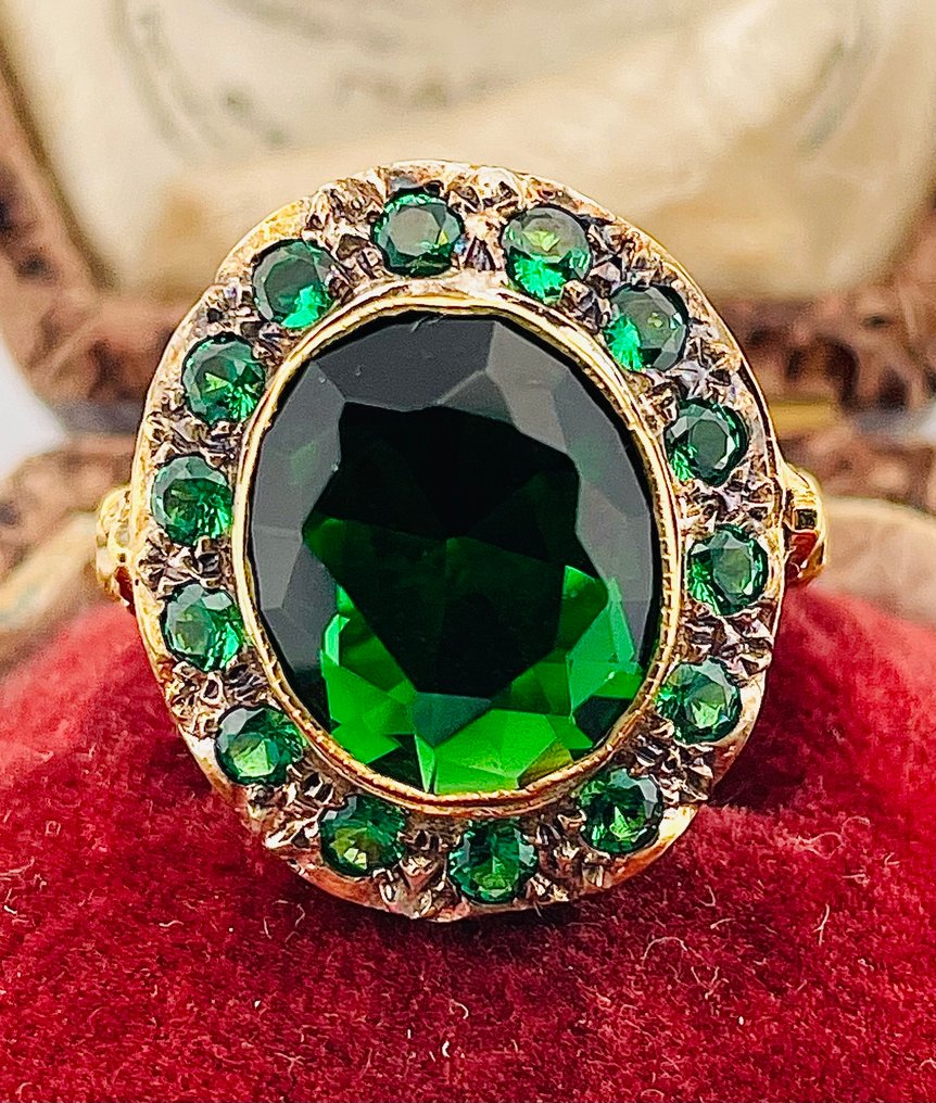 Ingen reservasjonspris - Ring - 9 karat Gull, Sølv Smaragd - Smaragd #1.0