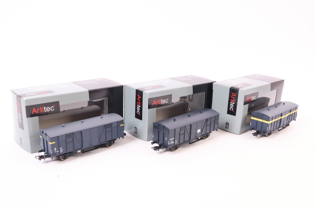 Artitec H0 - 20.162.01/20.162.02/20.162.03 - Τρένο μοντελισμού μεταφοράς εμπορευμάτων (3) - Τρεις πράσινες καρότσες, ανάμεσά τους 2 κίτρινες. - NS #1.0