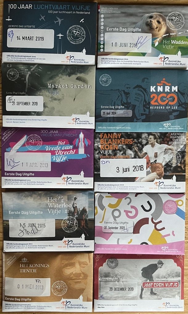 Netherlands. Coin Card 2013/2024 "1e dag uitgiftes" (10 stuks) (No reserve price) #1.0