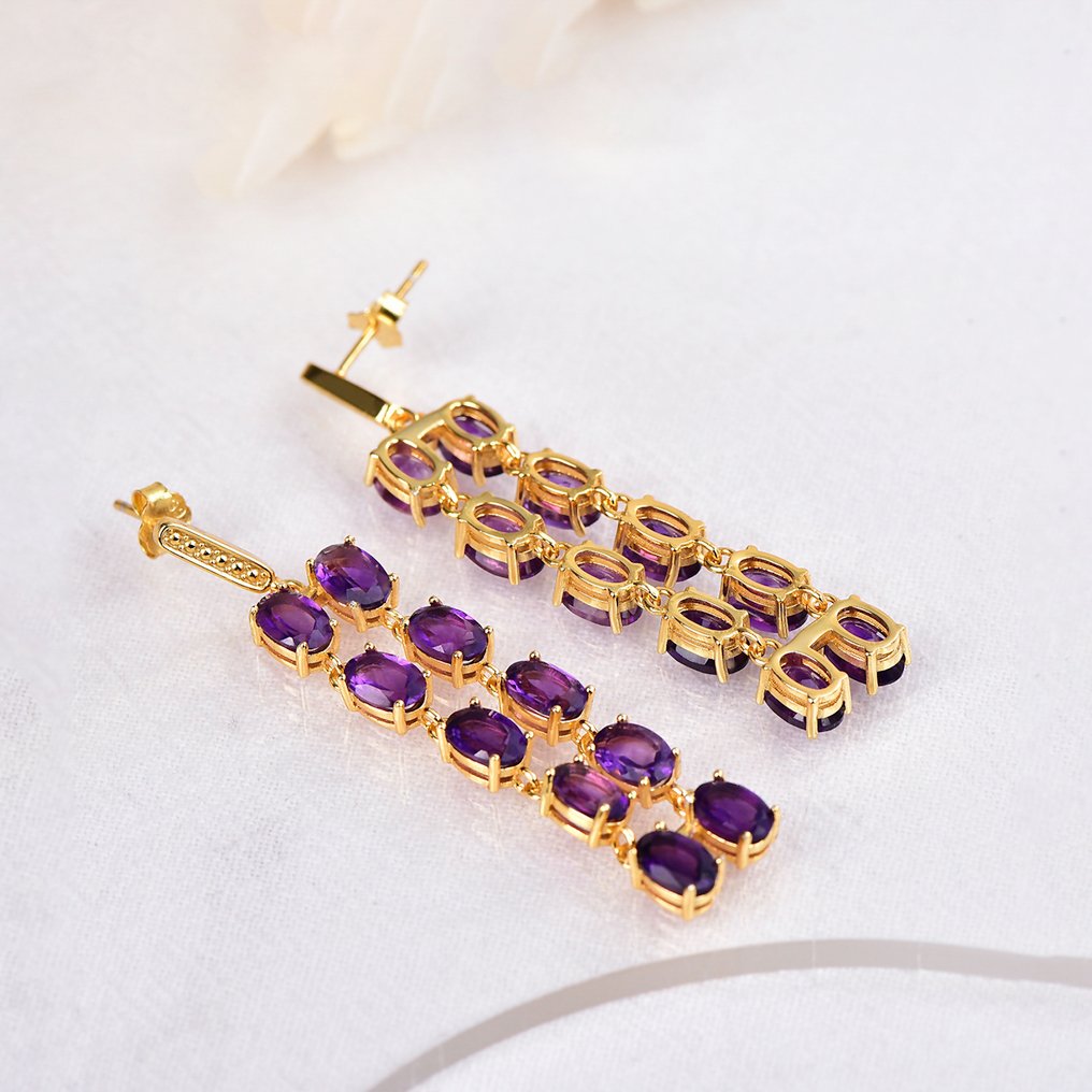 χωρίς τιμή ασφαλείας - Σκουλαρίκια Ασημί - Amethyst - Πιστοποιημένο #4.3