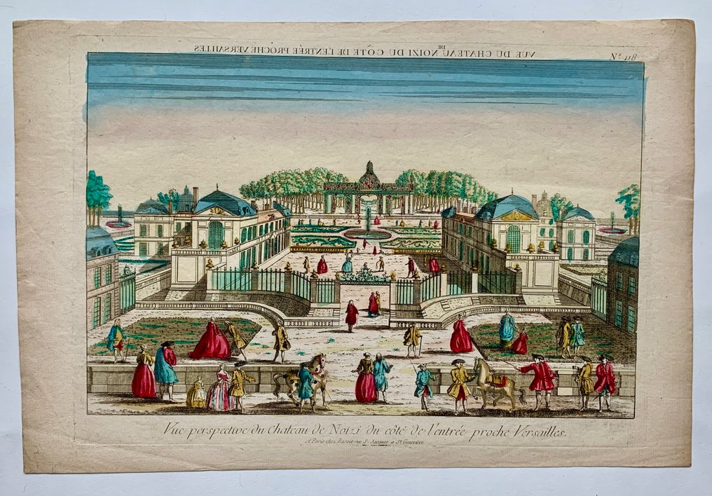 Francja - Noisy le Roi, Yvelines; Basset - Vue persepctive du Chateau de Noizi du côté de l'entrée proche Versailles. - 1761-1780 #1.0