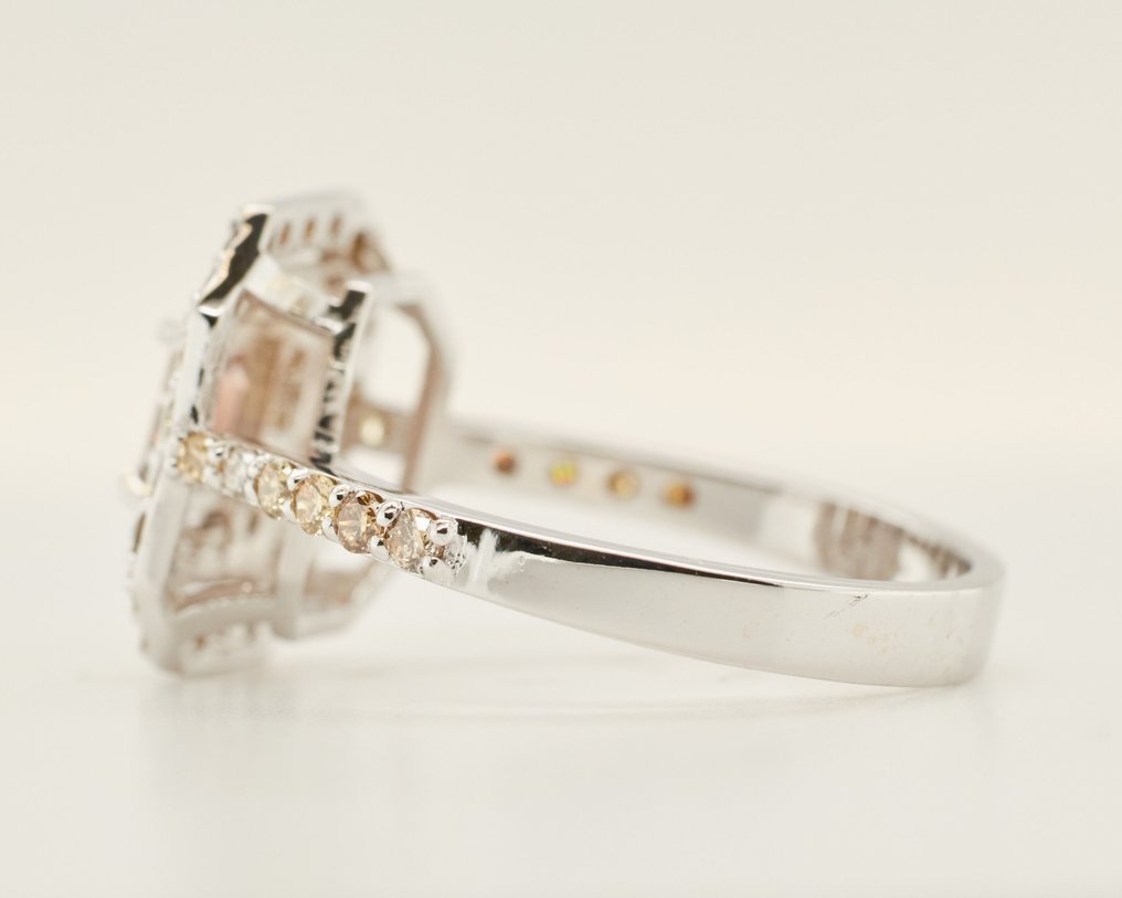 χωρίς τιμή ασφαλείας - Δαχτυλίδι - 14 καράτια Λευκός χρυσός -  1.00ct. tw. Διαμάντι (Φυσικού χρώματος) #4.3