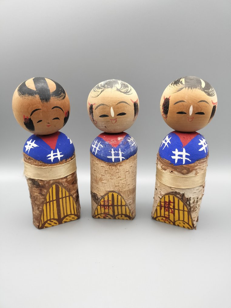 Δημιουργικές ιαπωνικές κούκλες kokeshi. - Ξύλο - Ιαπωνία - Shōwa period (1926-1989) #3.2