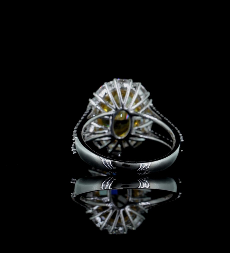 Δαχτυλίδι - 14 καράτια Λευκός χρυσός -  7.14ct. tw. Κίτρινο Διαμάντι (Διαμάντια εργαστηριακής καλλιέργειας με φανταχτερά χρώματα) - Διαμάντι #3.2