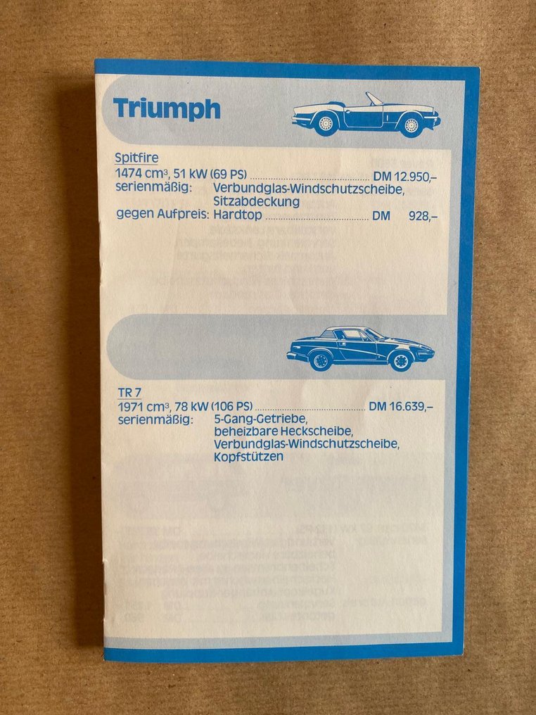 Triumph 70´er Jahre original Werksprospekte / Konvolut, Spitfire + TR 7 - Brochure - 1976 #2.1