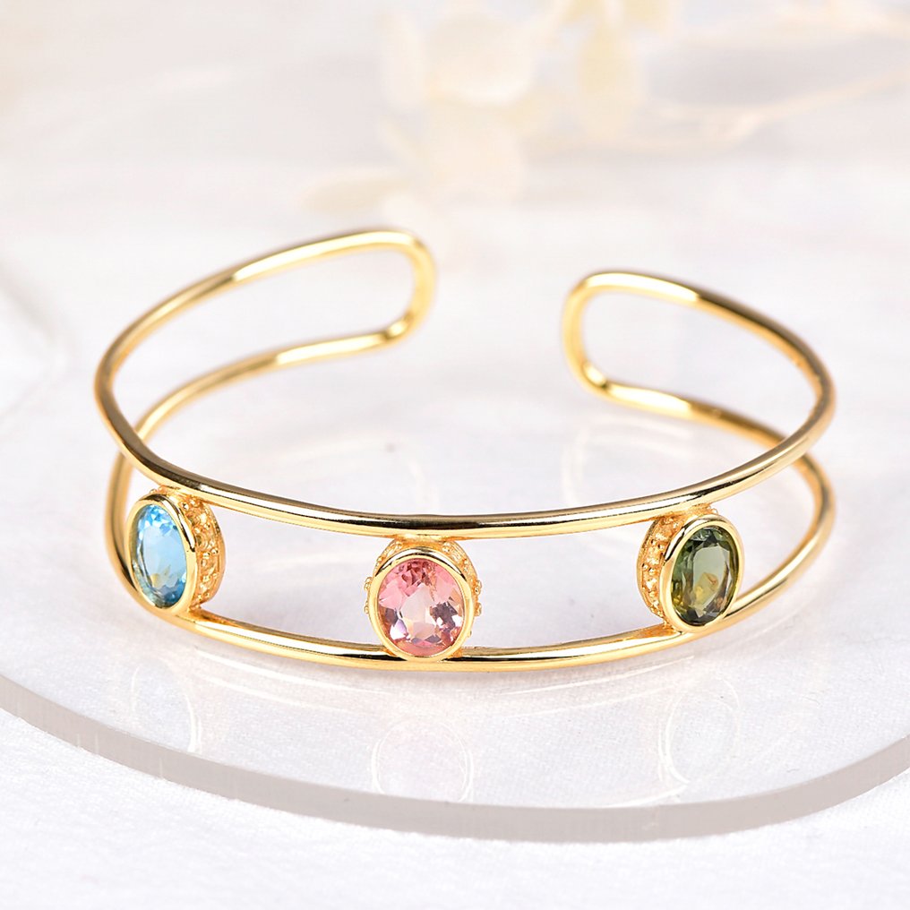 没有保留价 - 手镯 银 - 混合宝石 - 已认证 #1.0