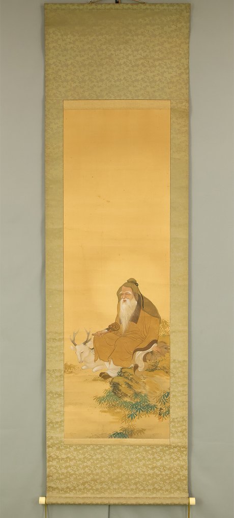 Jurojin (God of longevity) and Deer - with signature and seal - Ιαπωνία  (χωρίς τιμή ασφαλείας) #1.0