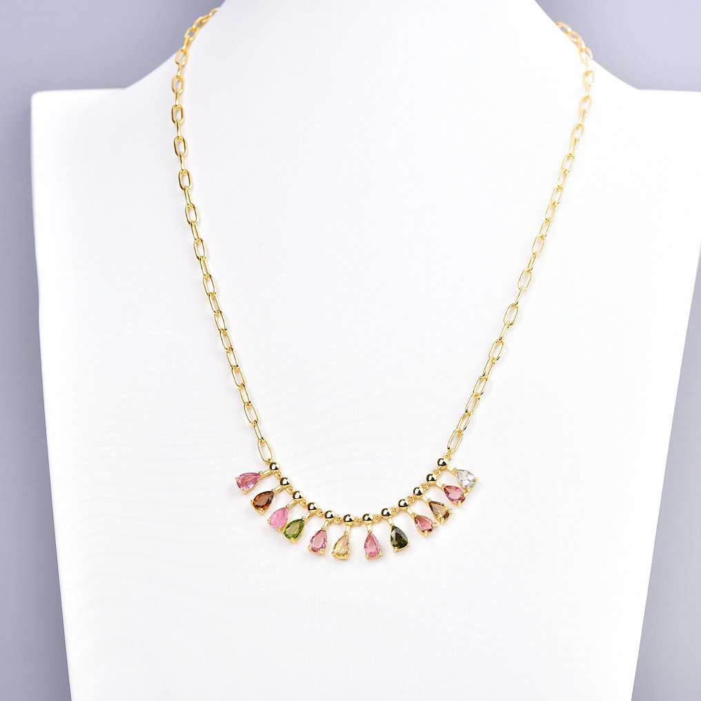 Senza Prezzo di Riserva - Collana Argento - Tourmaline - Certificata #1.0