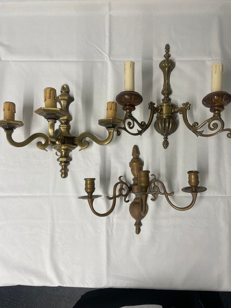 Απλίκα τοίχου (3) - Χαλκός, Μπρούντζος, Μέταλλο - 3 φωτιστικά τοίχου #1.0