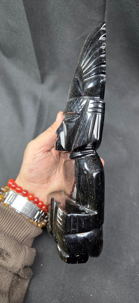 Cuirosity cabinet- Giant Gloden Obsidian (30 cm) statue-Home protection Magic Amulet - Dioramă #4.3