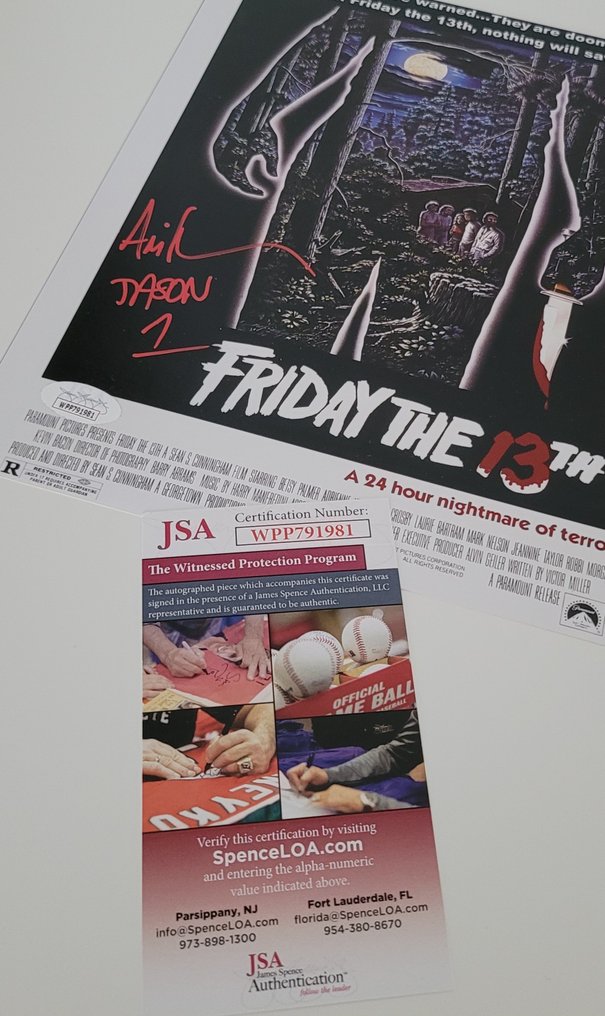 Perjantai 13 - Jason Voorhees (Ari Lehman) - Autograph, Photo with COA of JSA #1.0