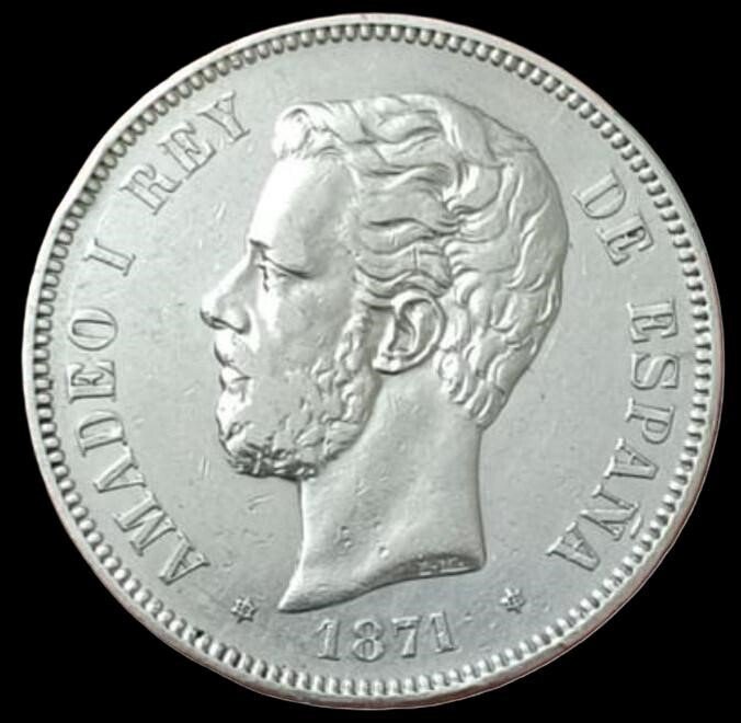 Spania. Amadeo I ( 1871-1873). 5 Pesetas 1871 *18-71 SDM  (Ingen reservasjonspris) #1.0