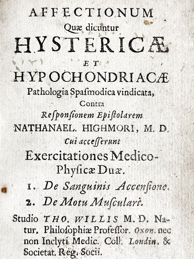 Willis - [PSYCHOLOGIE] Hystericae et Hypochondricae - 1671 #1.0