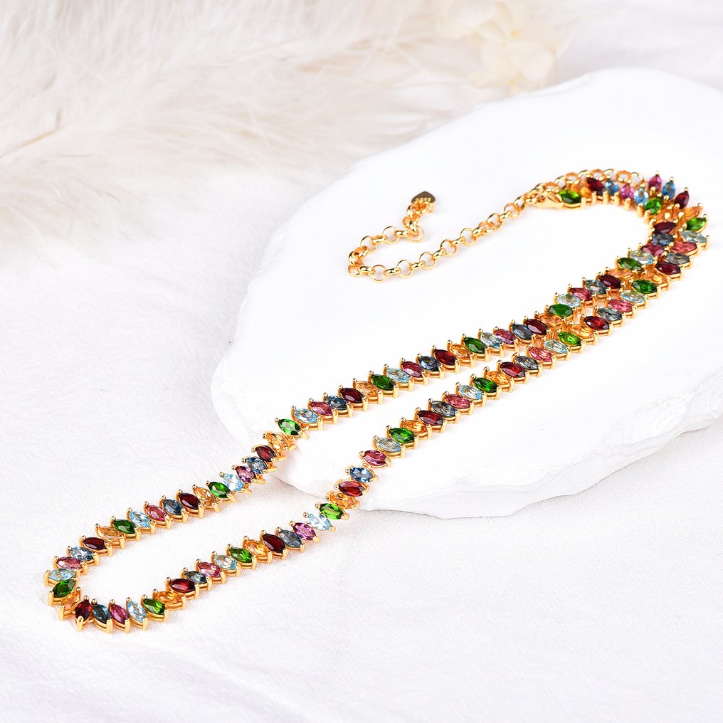 Senza Prezzo di Riserva - Collana Argento - Gemstone miste - Certificato #1.0