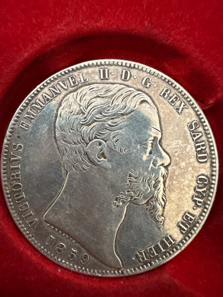 Ιταλία, Βασίλειο Vittorio Emanuele II. 5 Lire 1859 Genova #1.0