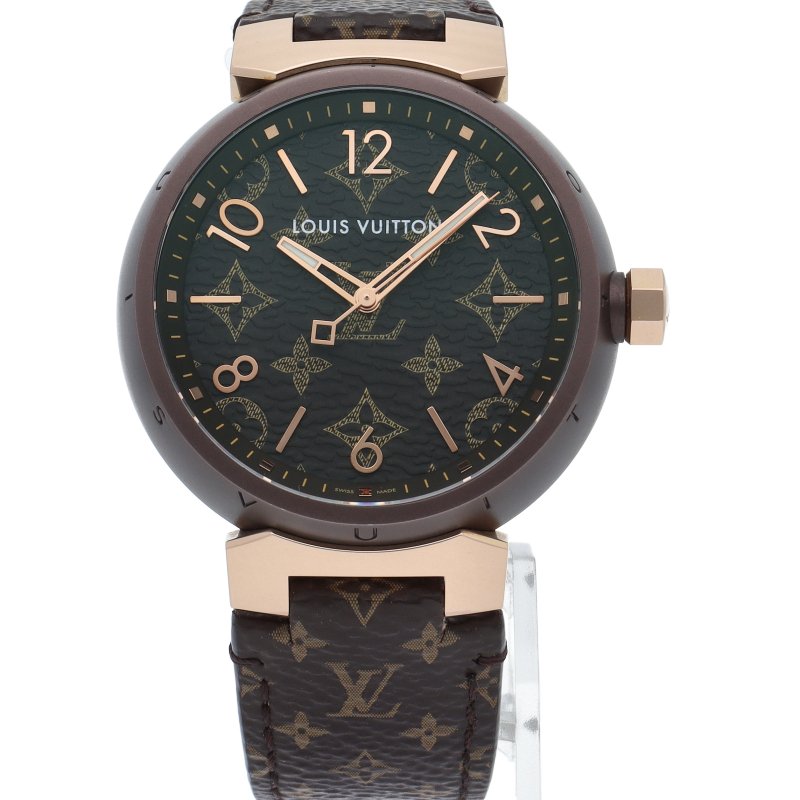 Louis Vuitton - Tambour GM Monogram Watch 1.3" Brown & Gold - QA139 - Unisex - 2020+ #1.0