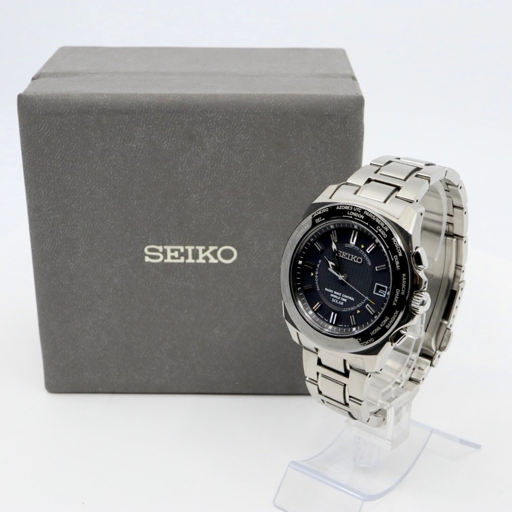 Seiko - Radio Wave Control World Time Solar (Seiko) - Zonder Minimumprijs - 7B25-0AC0 - Heren - 2000-2010 #1.0