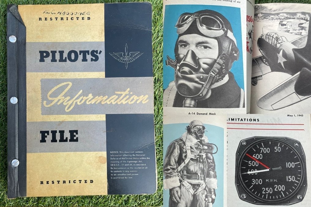 USAAF Bomber / Fighter Pilot Handbook Airforce - Cockpit instruments - Flying - Named to Co-pilot of B17 of 427th Bomb Group - Stationed in England - 1943 #1.0