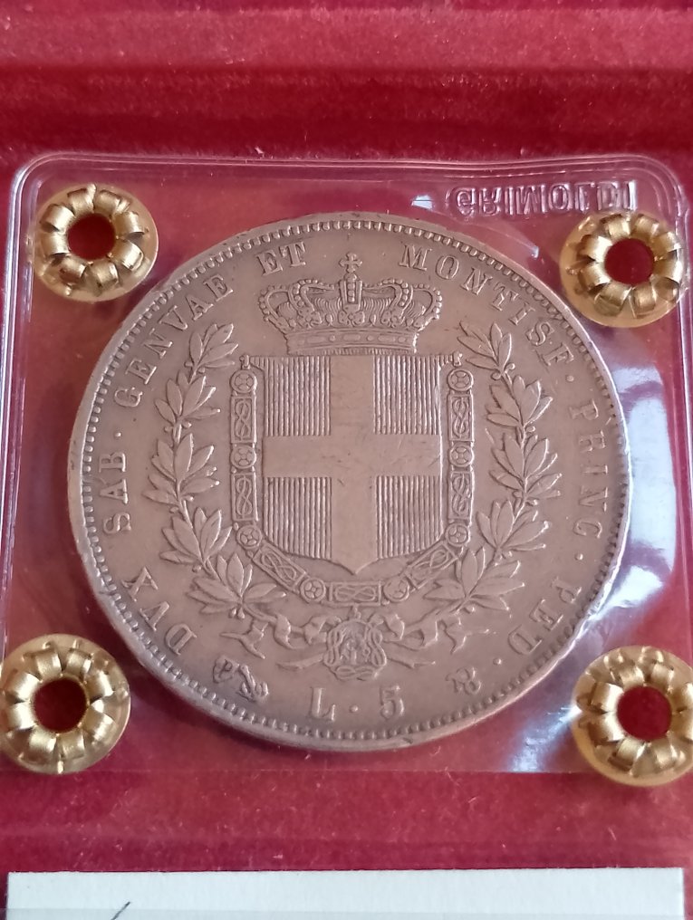 Ιταλία, Σαβοΐα Vittorio Emanuele II. 5 Lire 1850 Genova #3.2
