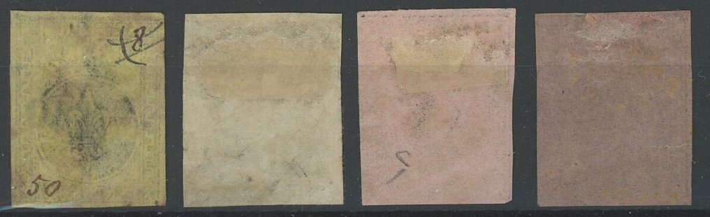 Italian Ancient States - Parma 1852 - The Bourbon lily topped with the ducal crown, the first four values used in the first issue. - Sassone n.1/4 #1.0