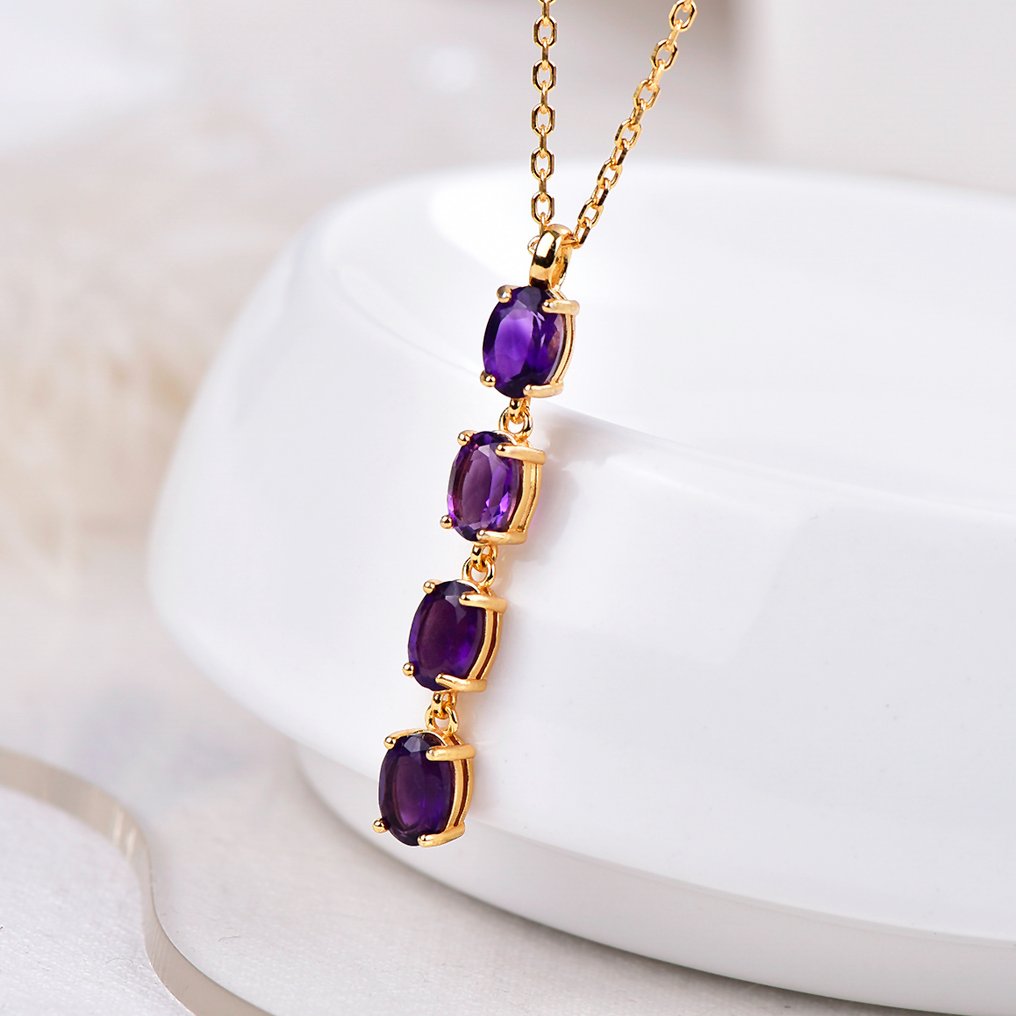 Utan reservationspris - Halsband Silver - Amethyst - Certifierad #3.2