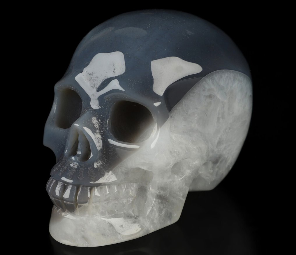 玛瑙 284克 7.50厘米 x 5.50厘米 高贵的艺术品 精细的玛瑙 魔术骷髅 令人印象深刻的阴郁艺术品- 284 g #1.0